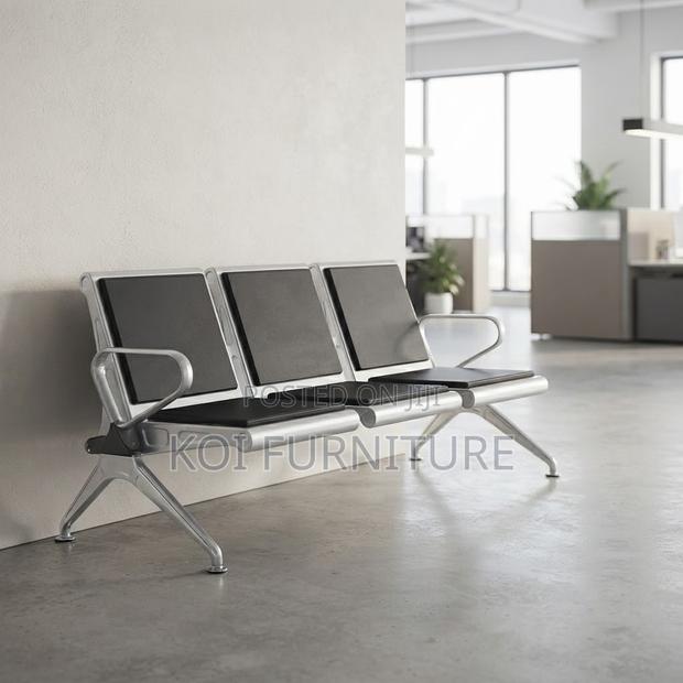 Office Bench; Three Seaters Metallic Supportive Reception Bench