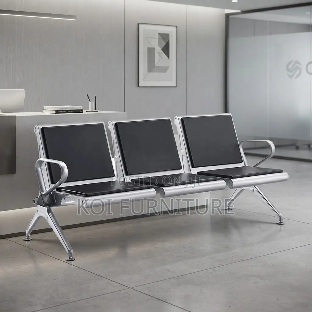 Office Bench; Three Seaters Metallic Supportive Reception Bench
