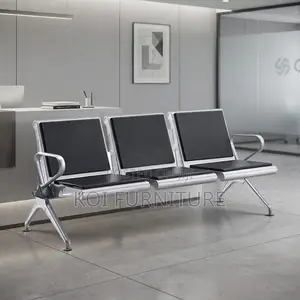 Office Bench; Three Seaters Metallic Supportive Reception Bench