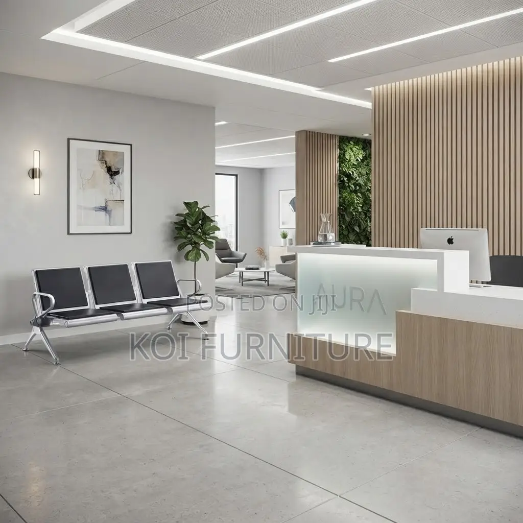 Office Bench; Three Seaters Metallic Supportive Reception Bench