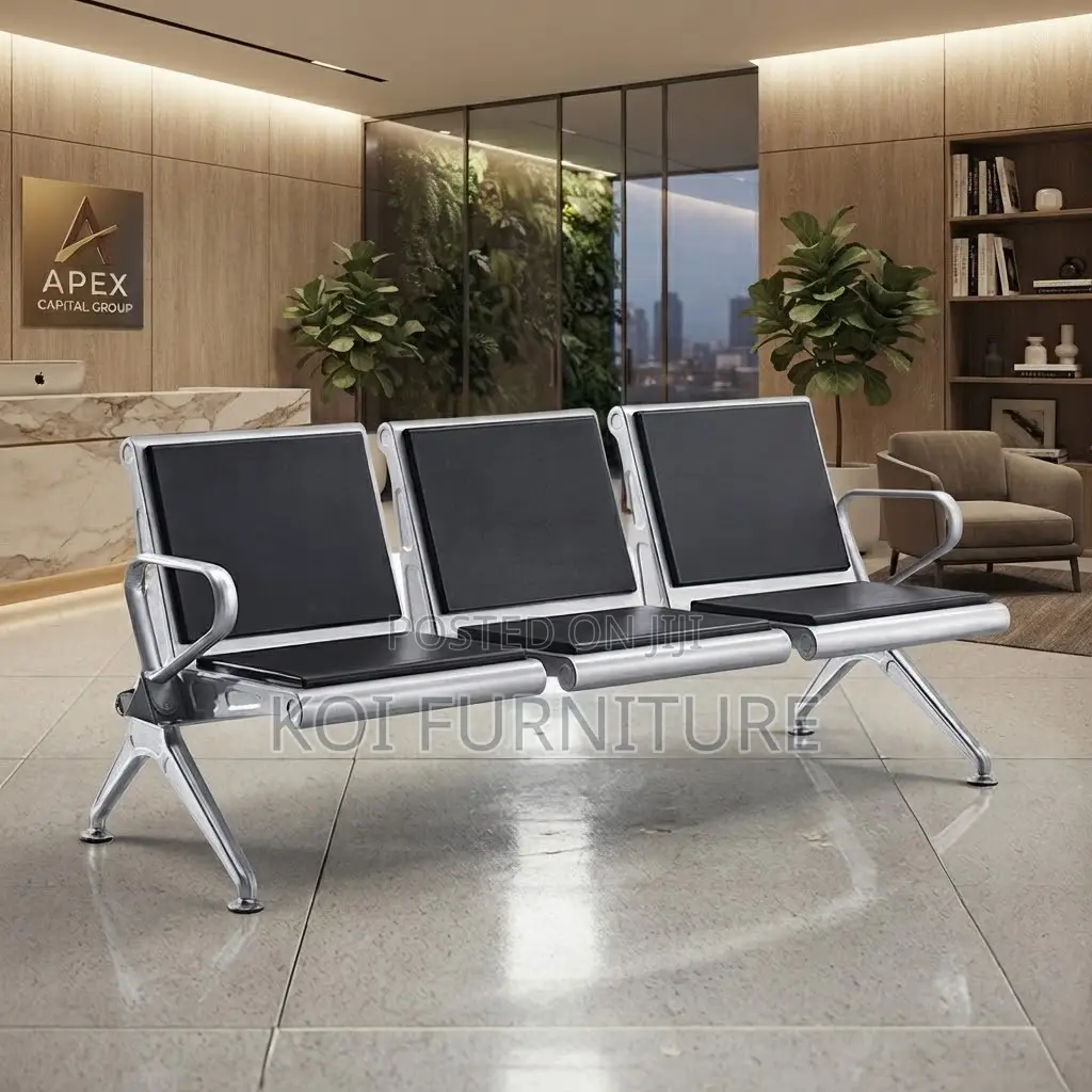 Office Bench; Three Seaters Metallic Supportive Reception Bench