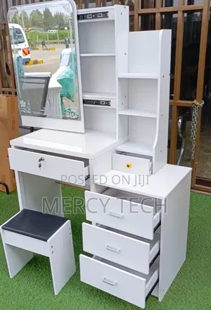White Dressing Table With Sliding Mirror