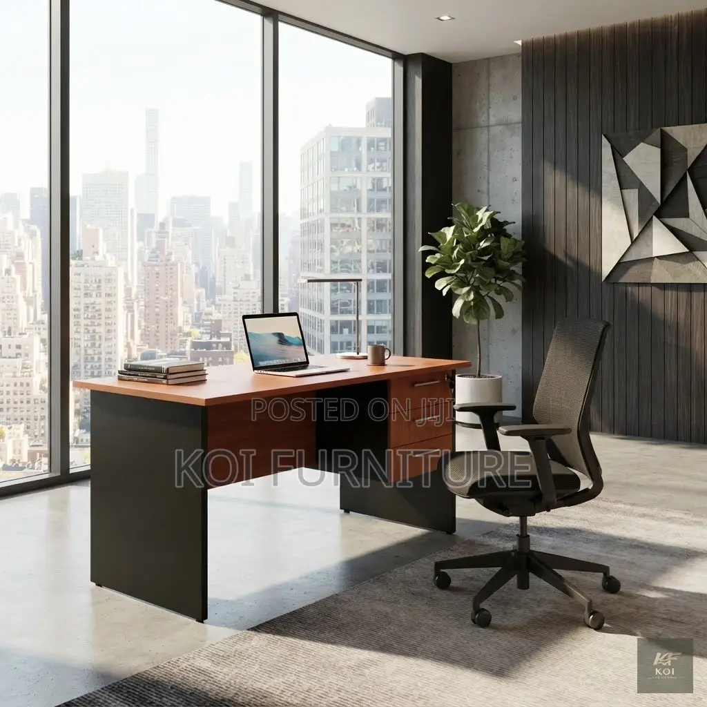 Office Desk; 1400mm Golden Home Office Desk With Lockable Drawer