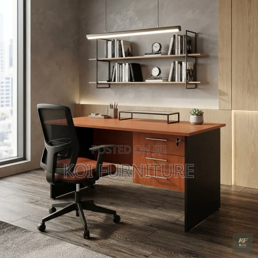 Office Desk; 1400mm Golden Home Office Desk With Lockable Drawer