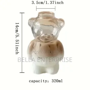 2pcs Set: 1 Bear Glass Cup + 1 Glass Straw