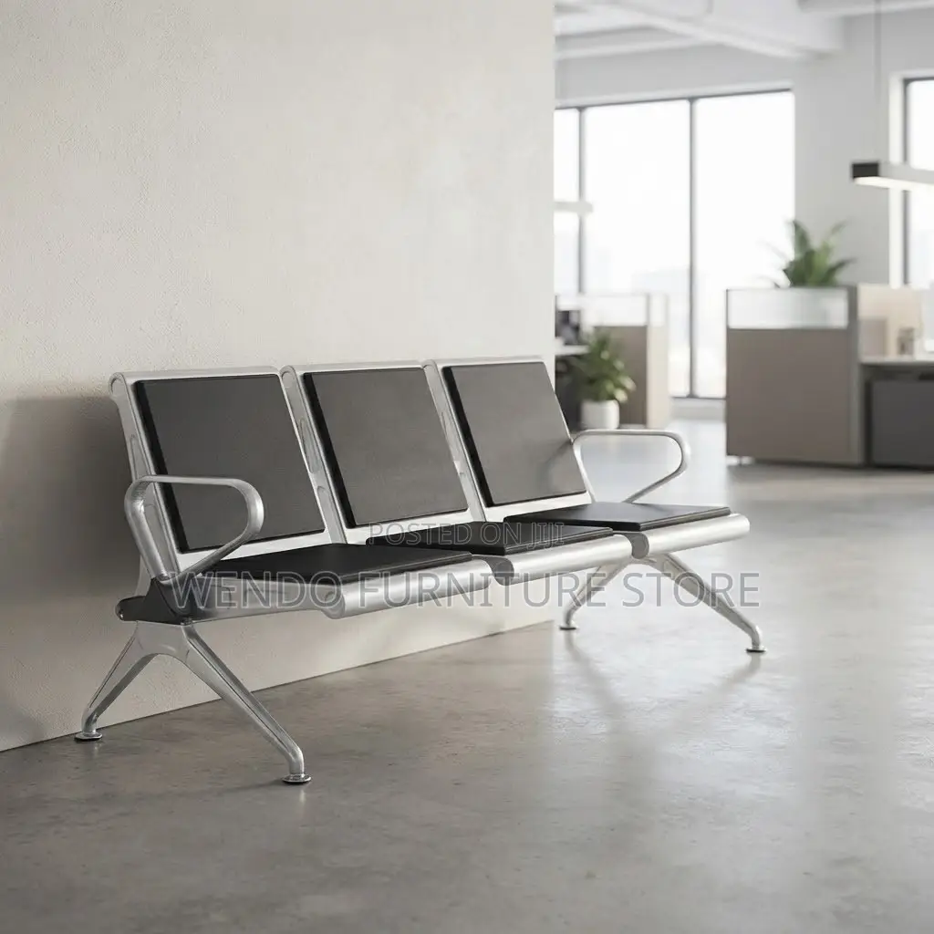 Office Benches; Leather Non Upholstered Three Seater Benches