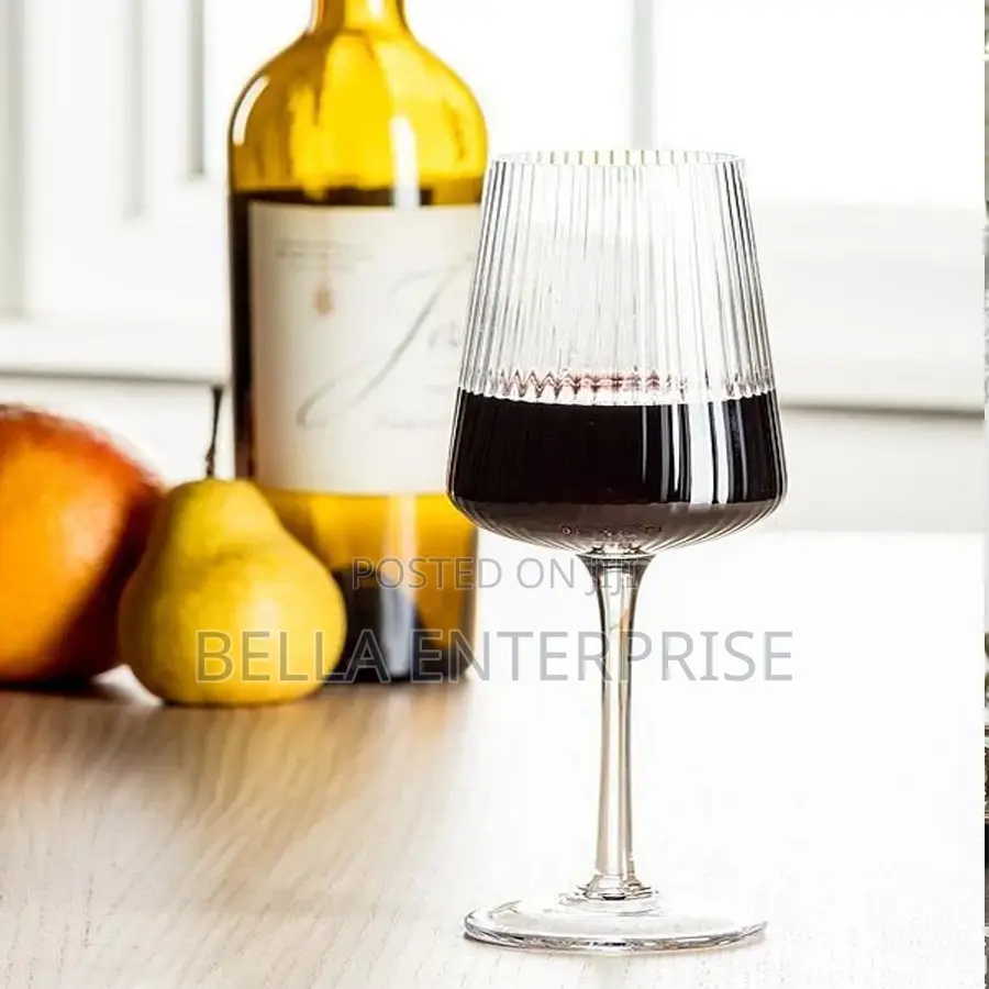 Classic Striped Wine Glasses ,High Quality Transparent Glass 4pcs
