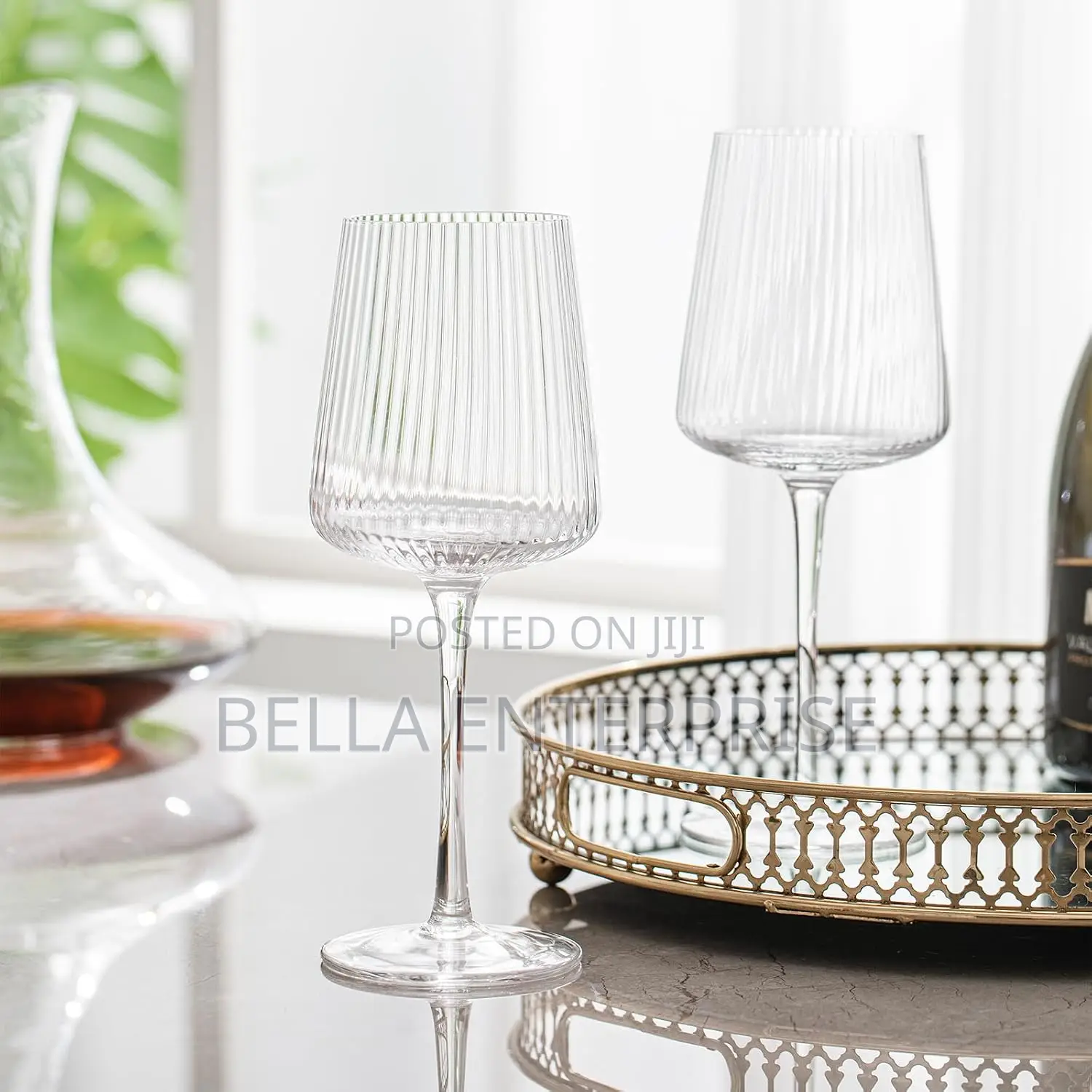 Classic Striped Wine Glasses ,High Quality Transparent Glass 4pcs