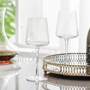 Classic Striped Wine Glasses ,High Quality Transparent Glass 4pcs