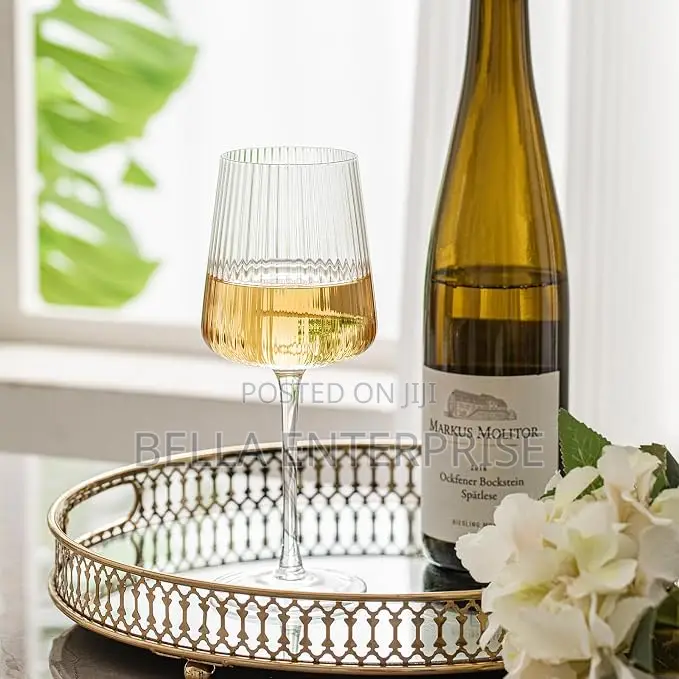 Classic Striped Wine Glasses ,High Quality Transparent Glass 4pcs