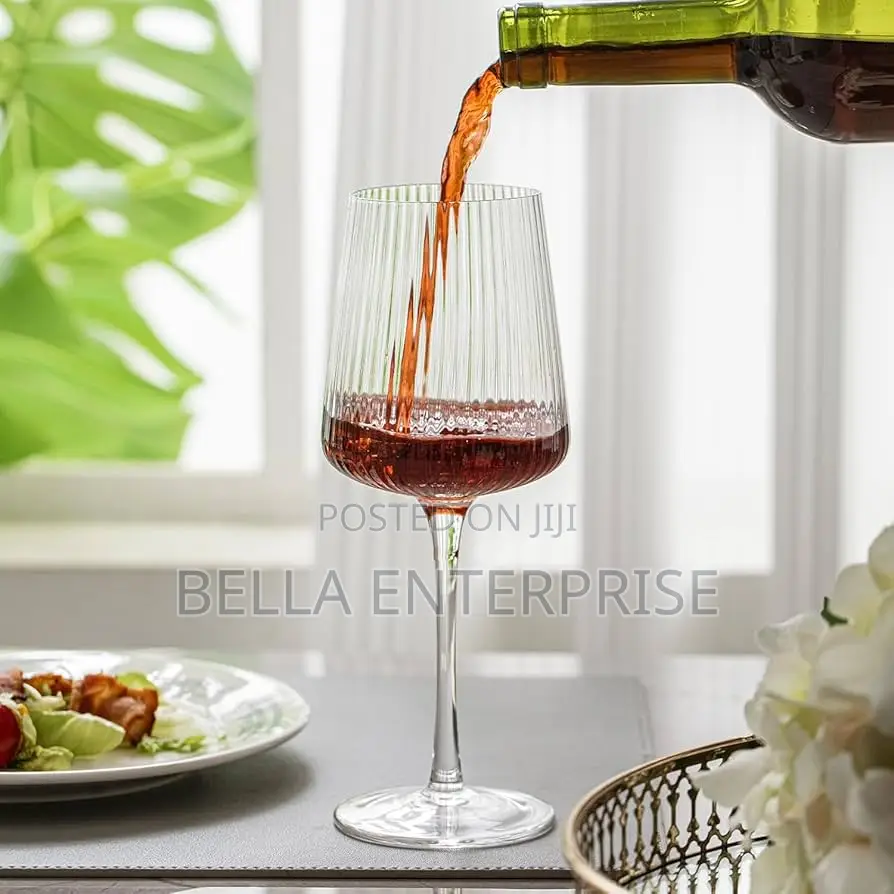 Classic Striped Wine Glasses ,High Quality Transparent Glass 4pcs