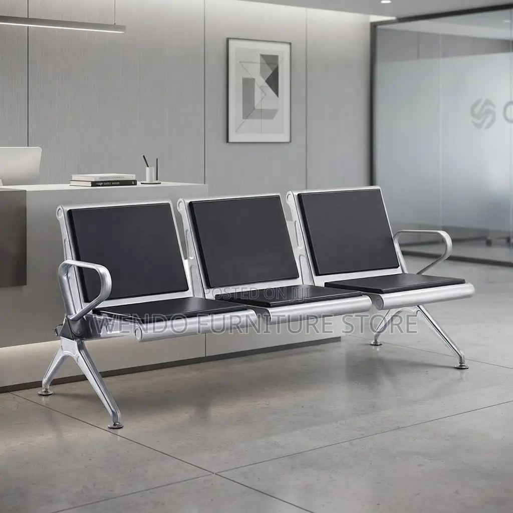 Office Benches; Leather Non Upholstered Three Seater Benches