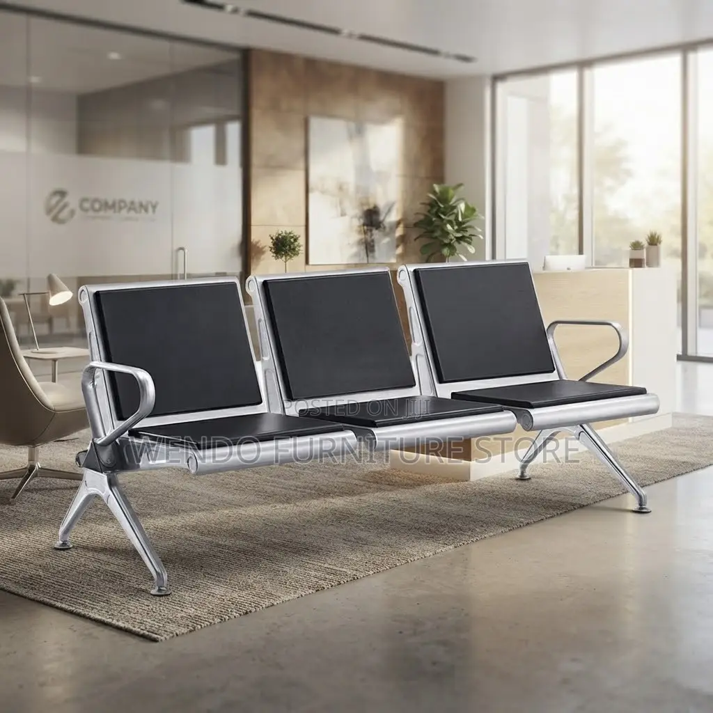 Office Benches; Leather Non Upholstered Three Seater Benches