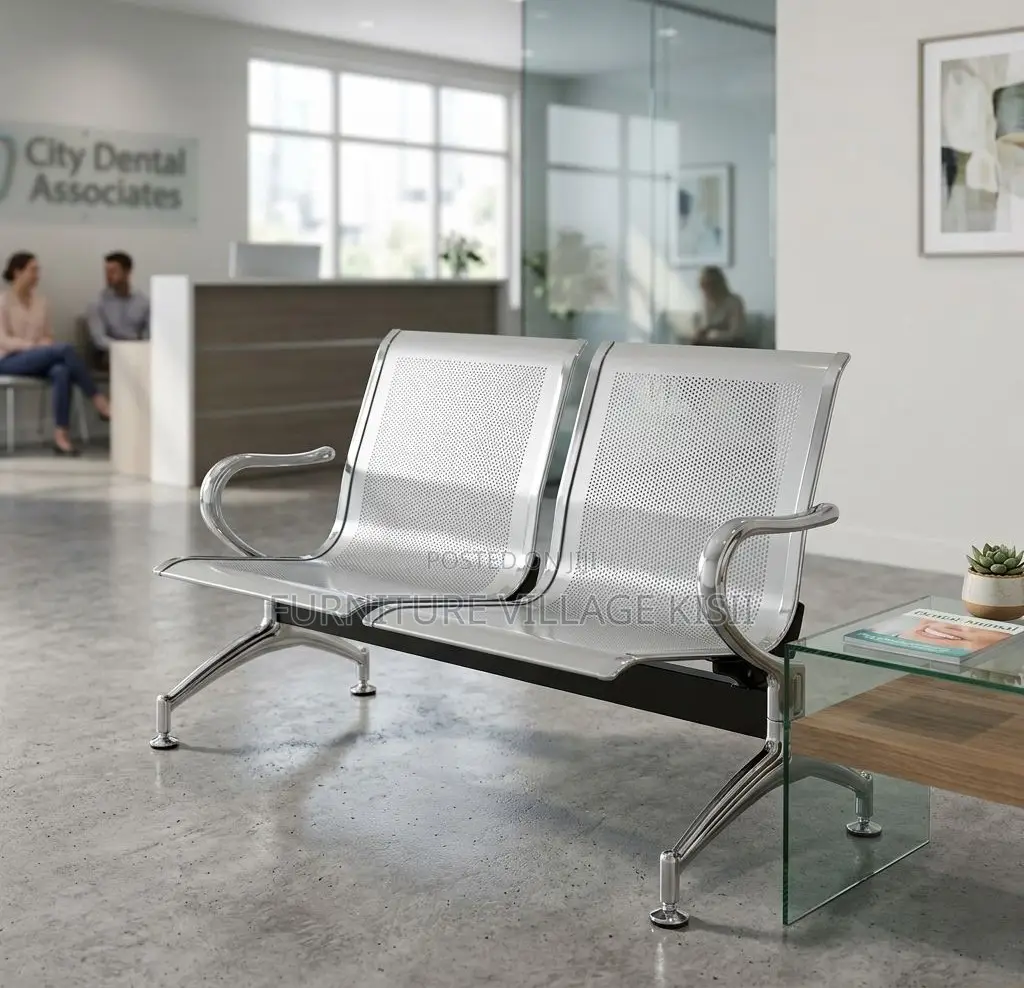 Office Bench; 2-Seater Steel Reception Waiting Bench