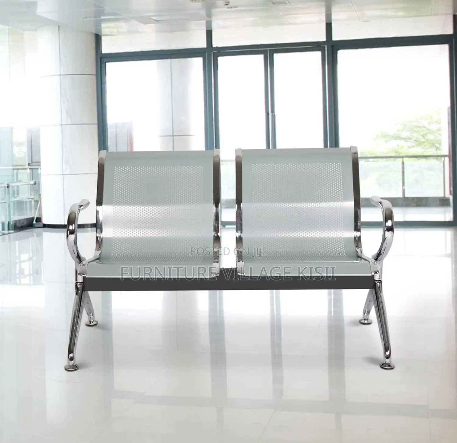 Office Bench; 2-Seater Steel Reception Waiting Bench