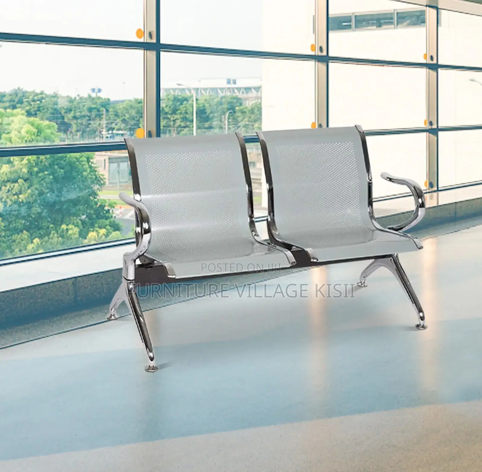 Office Bench; 2-Seater Steel Reception Waiting Bench