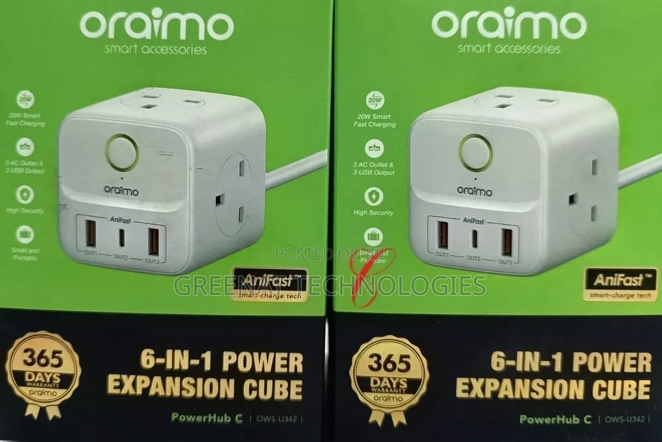 Oraimo PowerHub C OWS-U342 6 in 1 Power Expansion Cube 20W Fast Charge