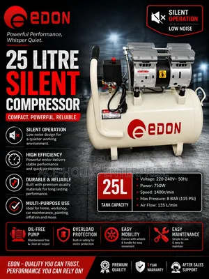Edon 25L Silent Air Compressor – Powerful & Quiet Performance