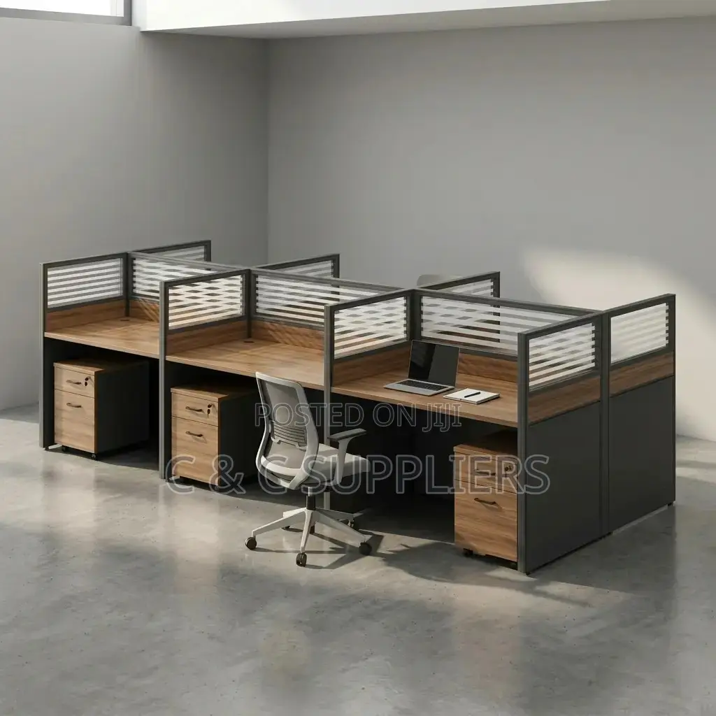 Brown 6-Seater Workstation Desk