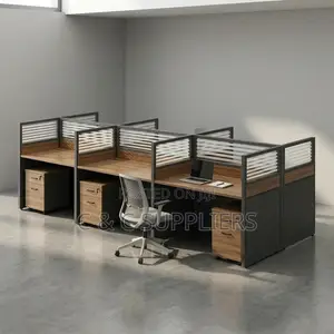 Brown 6-Seater Workstation Desk