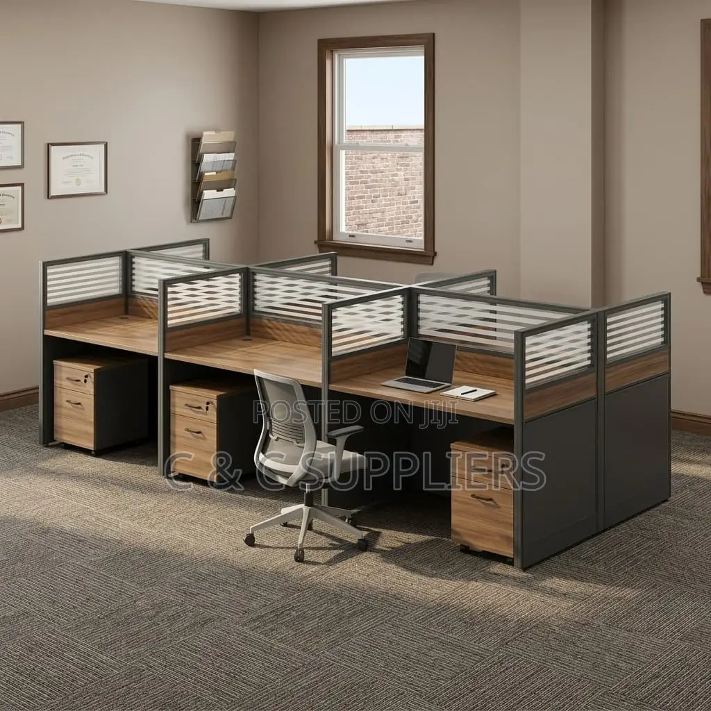 Brown 6-Seater Workstation Desk