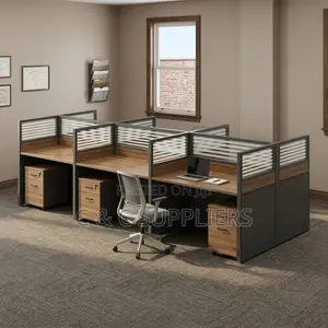 Brown 6-Seater Workstation Desk