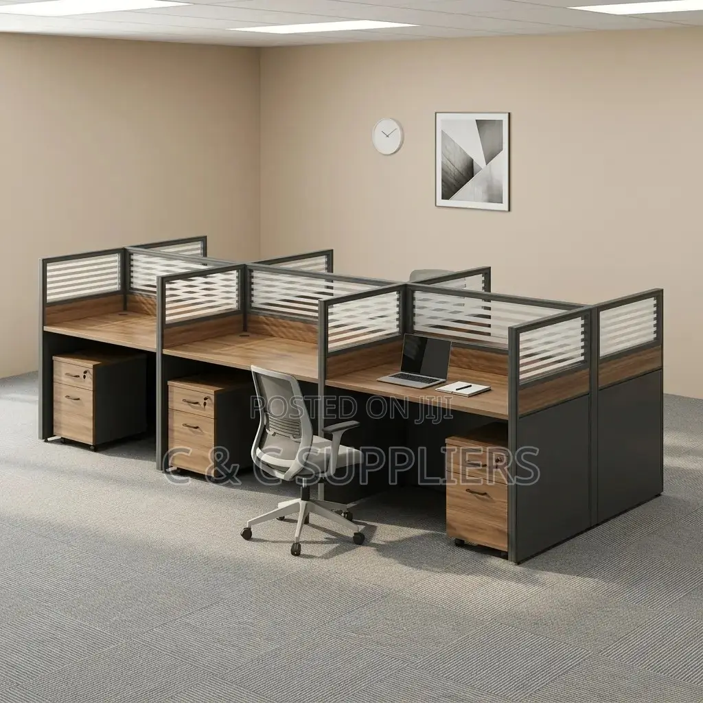 Brown 6-Seater Workstation Desk