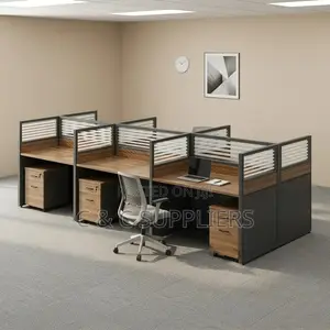 Brown 6-Seater Workstation Desk