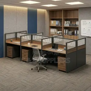 Brown 6-Seater Workstation Desk