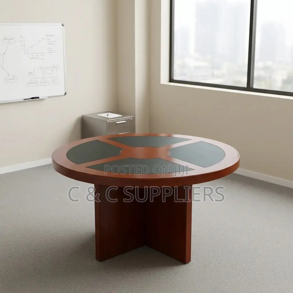 Mahogany Round Meeting Boardroom Table.