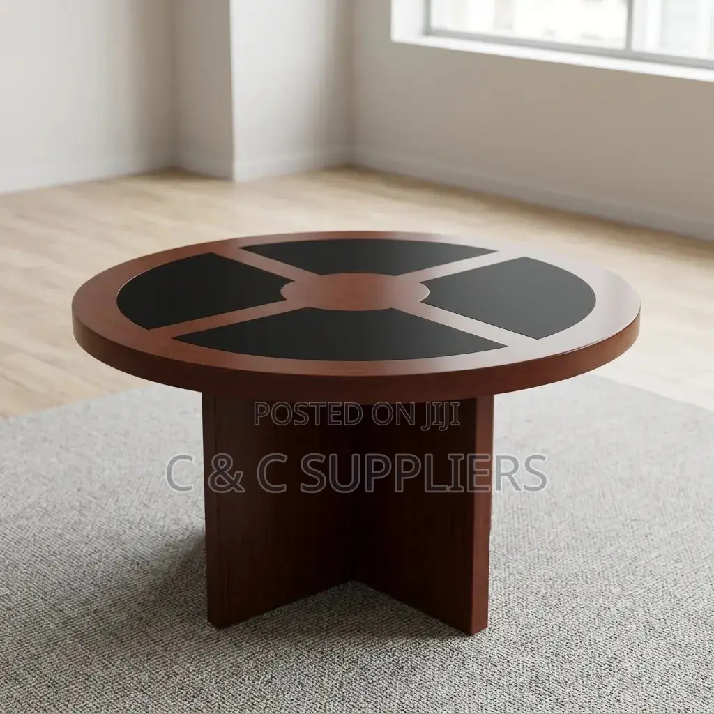 Mahogany Round Meeting Boardroom Table.