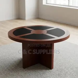 Mahogany Round Meeting Boardroom Table.