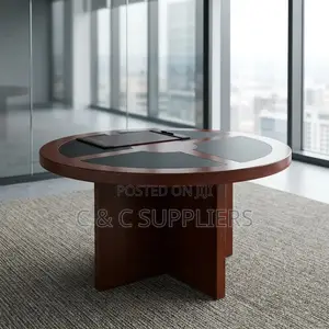 Mahogany Round Meeting Boardroom Table.