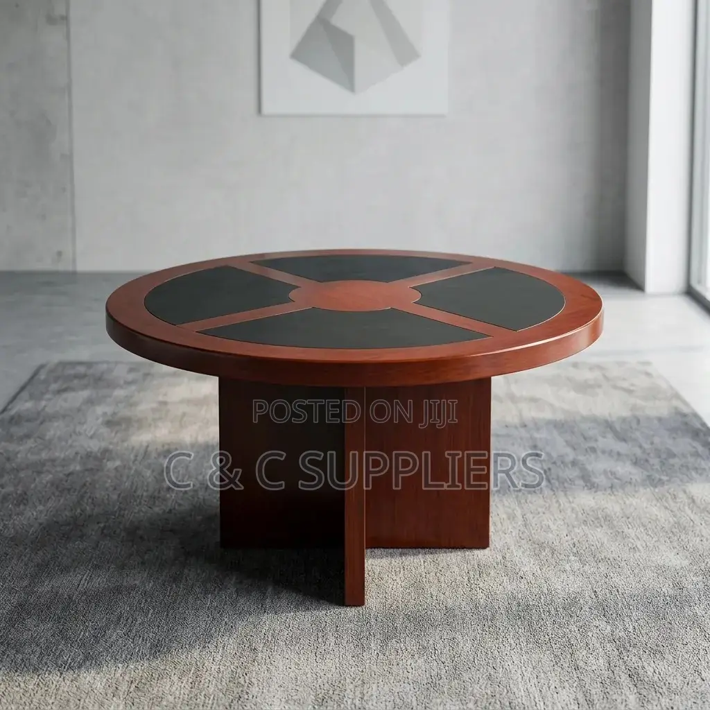 Mahogany Round Meeting Boardroom Table.