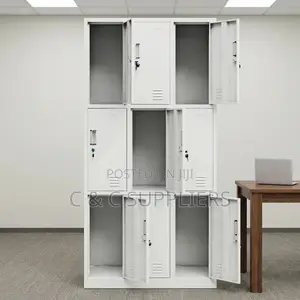 Metallic 9 Doors Gym Cabinet.