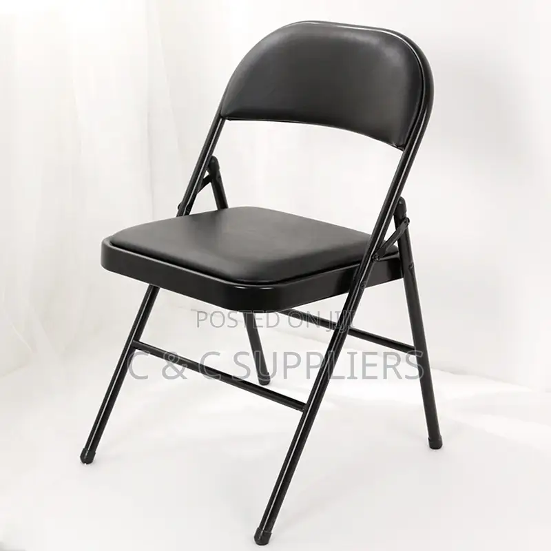 Black Folding Training Chair-Armless