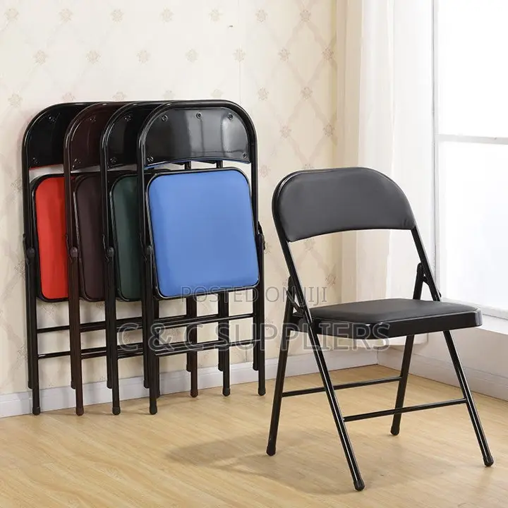 Black Folding Training Chair-Armless