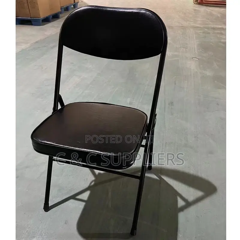 Black Folding Training Chair-Armless