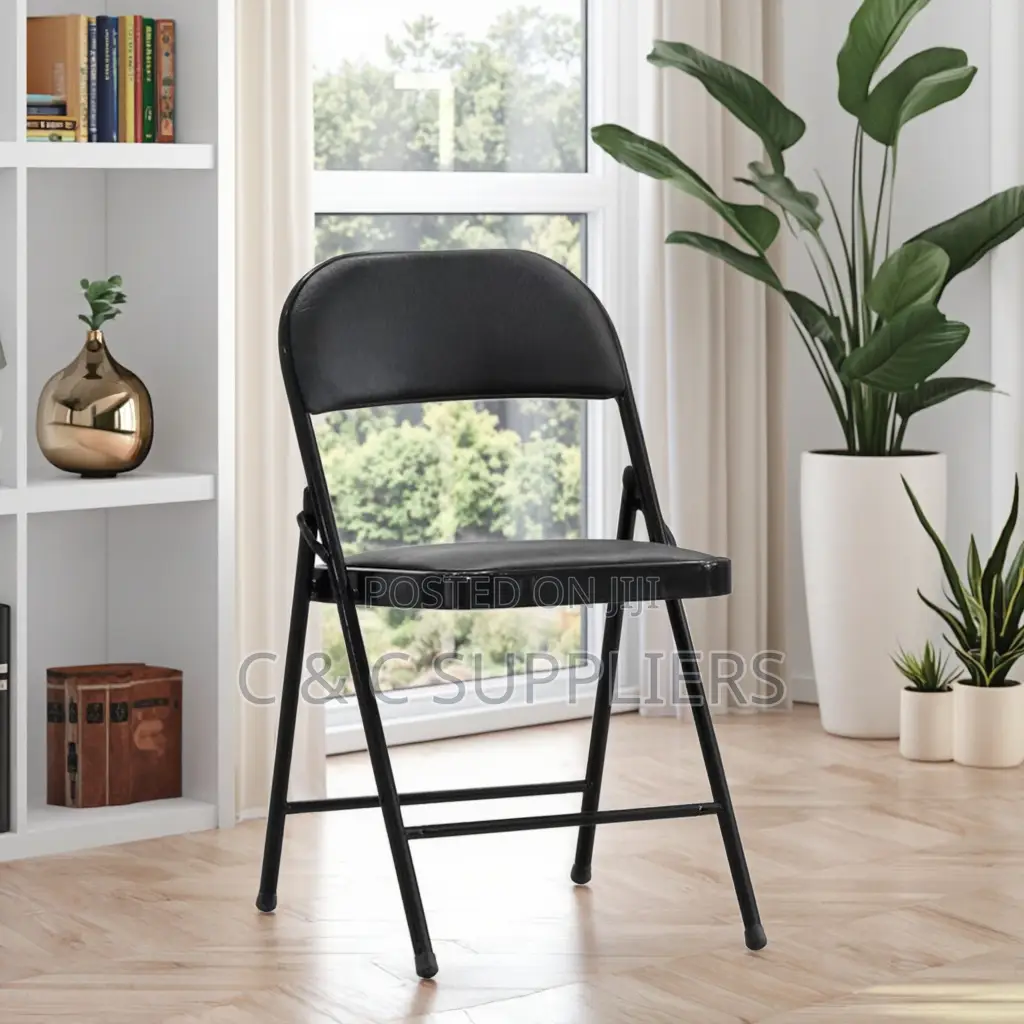 Black Folding Training Chair-Armless