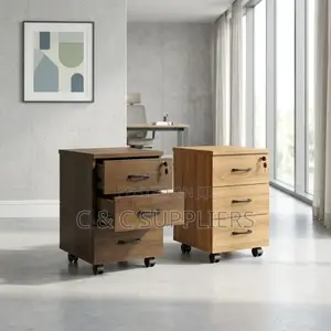 Pedestal Brown 3-Drawer Mobile Cabinet.