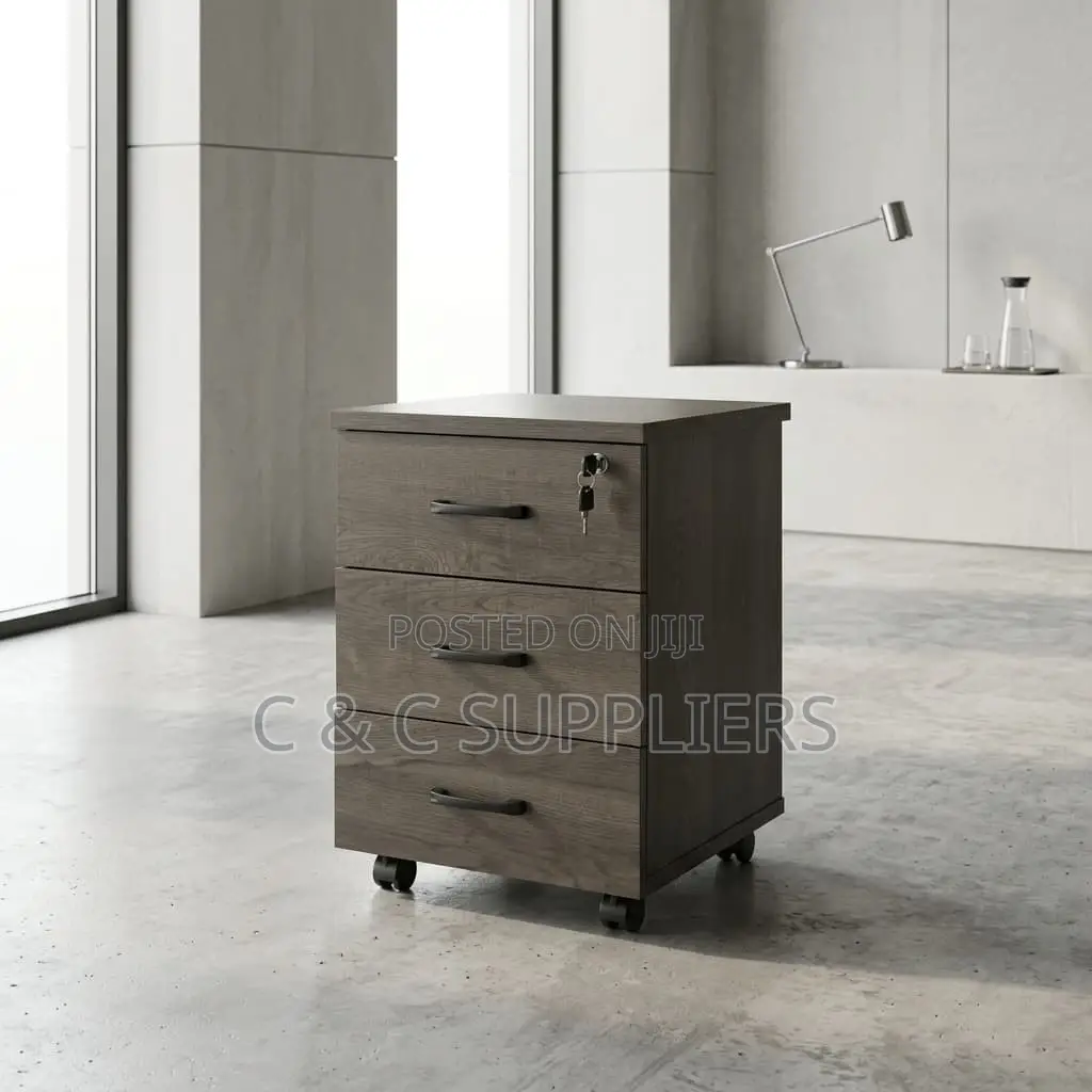 Pedestal Brown 3-Drawer Mobile Cabinet.