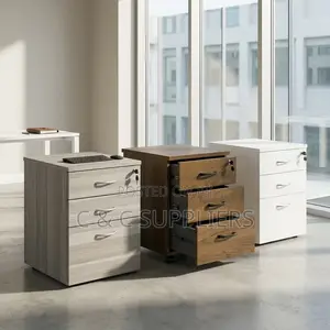 Pedestal Brown 3-Drawer Mobile Cabinet.