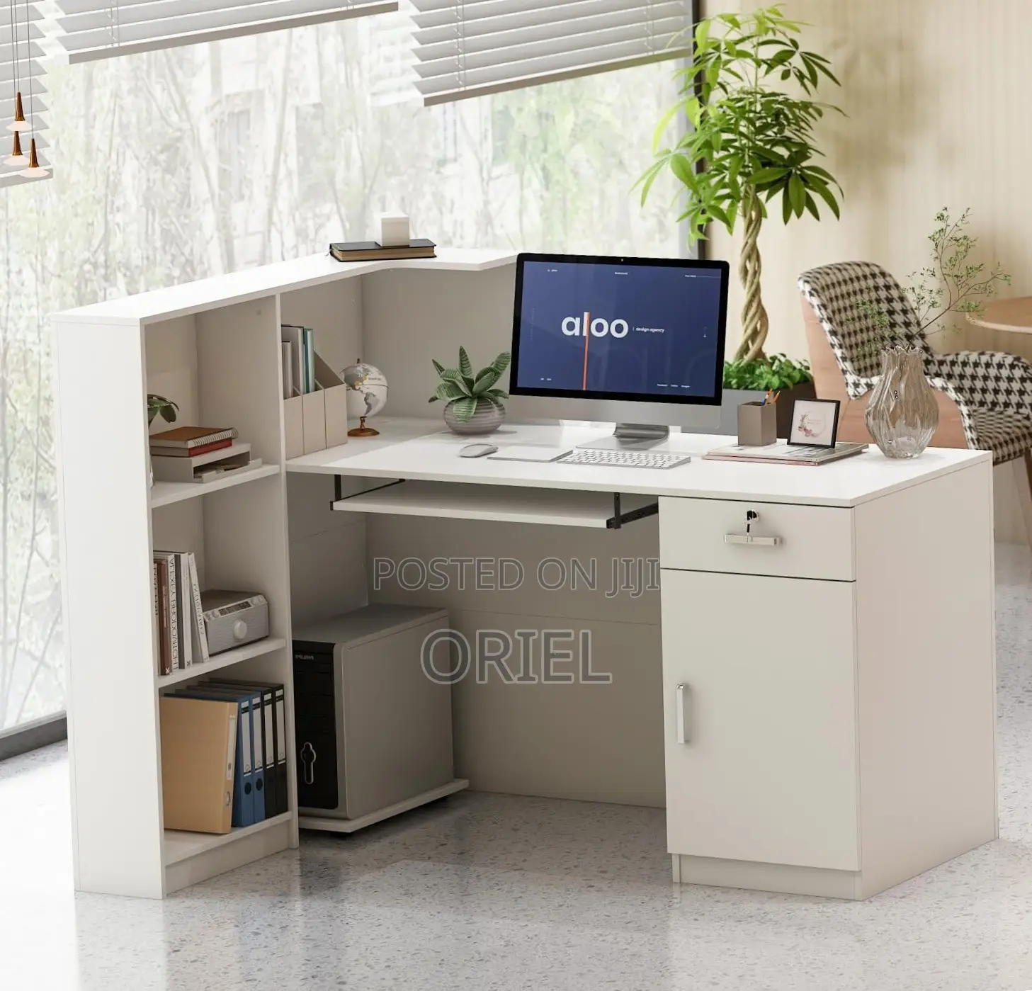 Office Desk : White Reception Desk