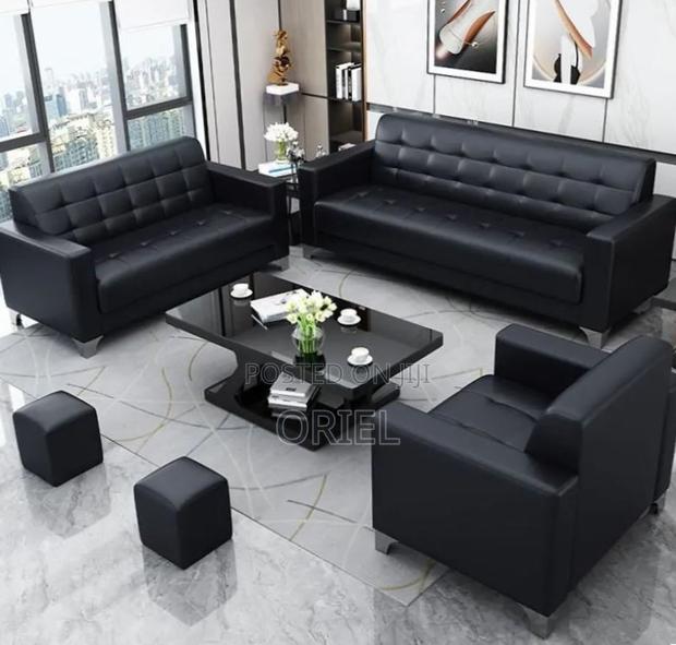 Office Sofa : Black Leather Office Sofa