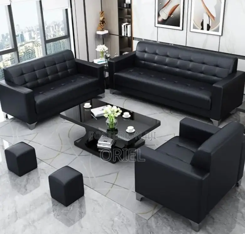 Office Sofa : Black Leather Office Sofa