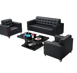 Office Sofa : Black Leather Office Sofa