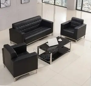Office Sofa : Black Leather Office Sofa