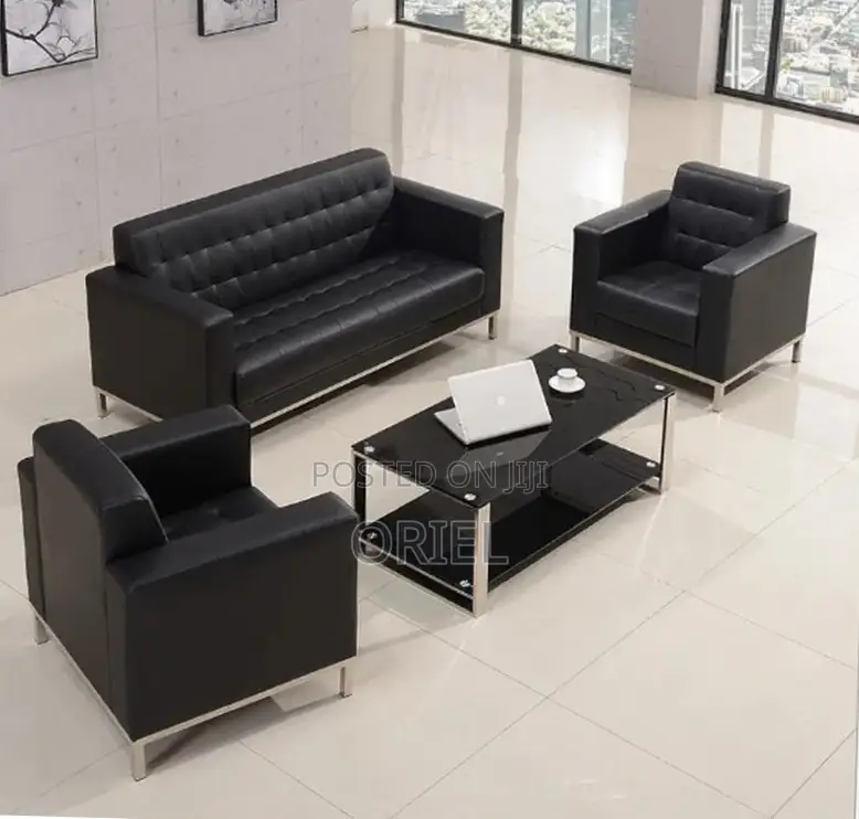 Office Sofa : Black Leather Office Sofa