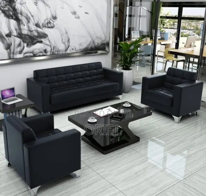 Office Sofa : Black Leather Office Sofa