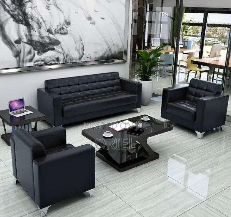 Office Sofa : Black Leather Office Sofa